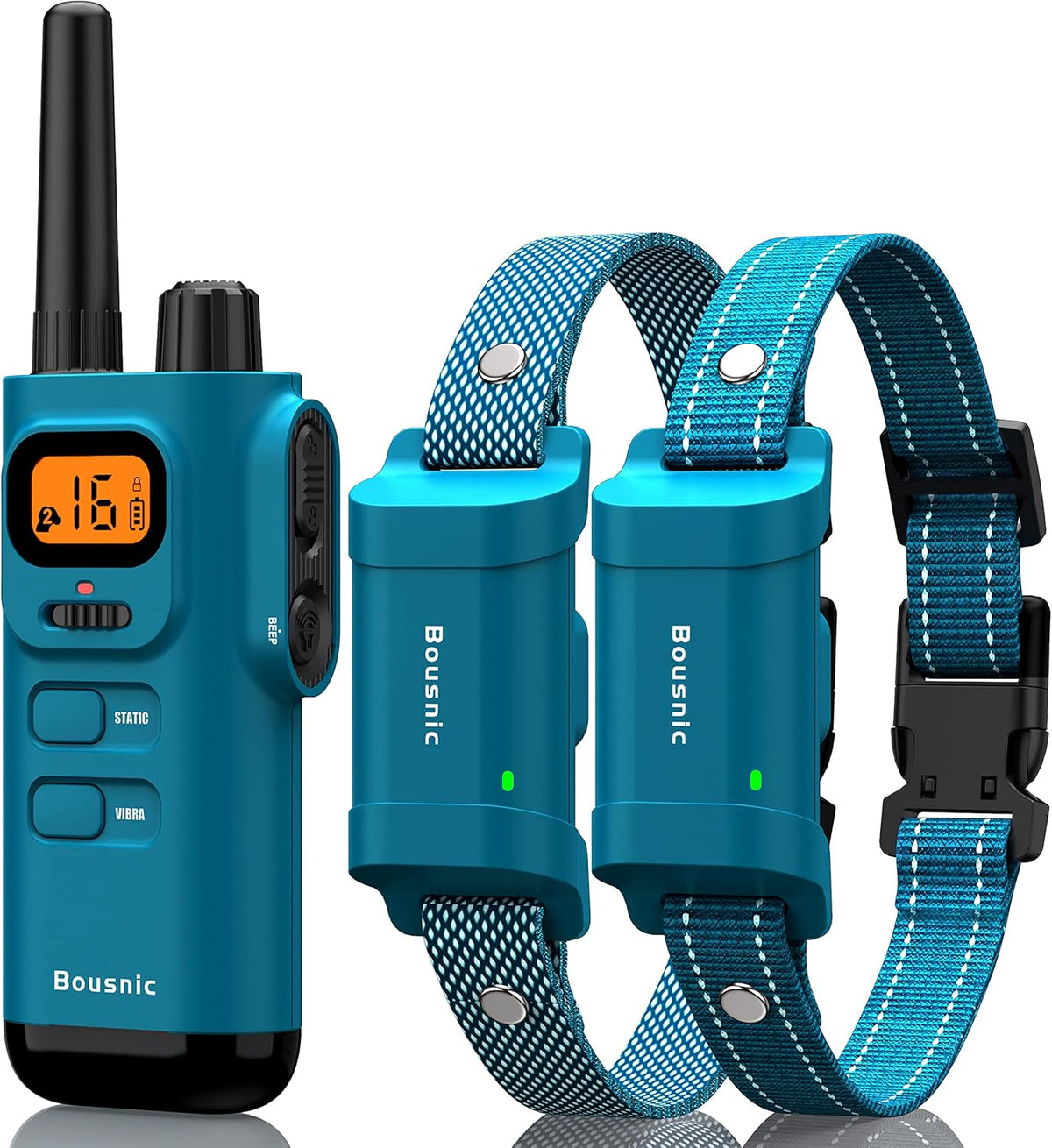 Bousnic Dog Training Collar with Remote - 4000Ft Waterproof Dog Shock Collars 2 Dogs for Large Medium Small Dogs Rechargeable E Collars for Dogs Training with Beep Vibration Humane Shock(1-16) Mode