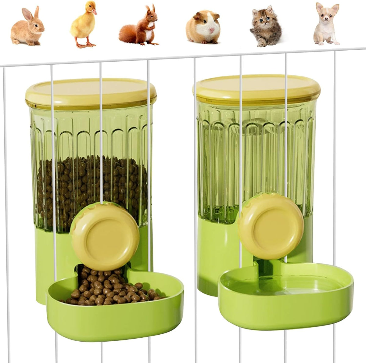 Hanging Small Cat Feeder Water Set, 1L Food Dispenser and 0.8L Water Bottle