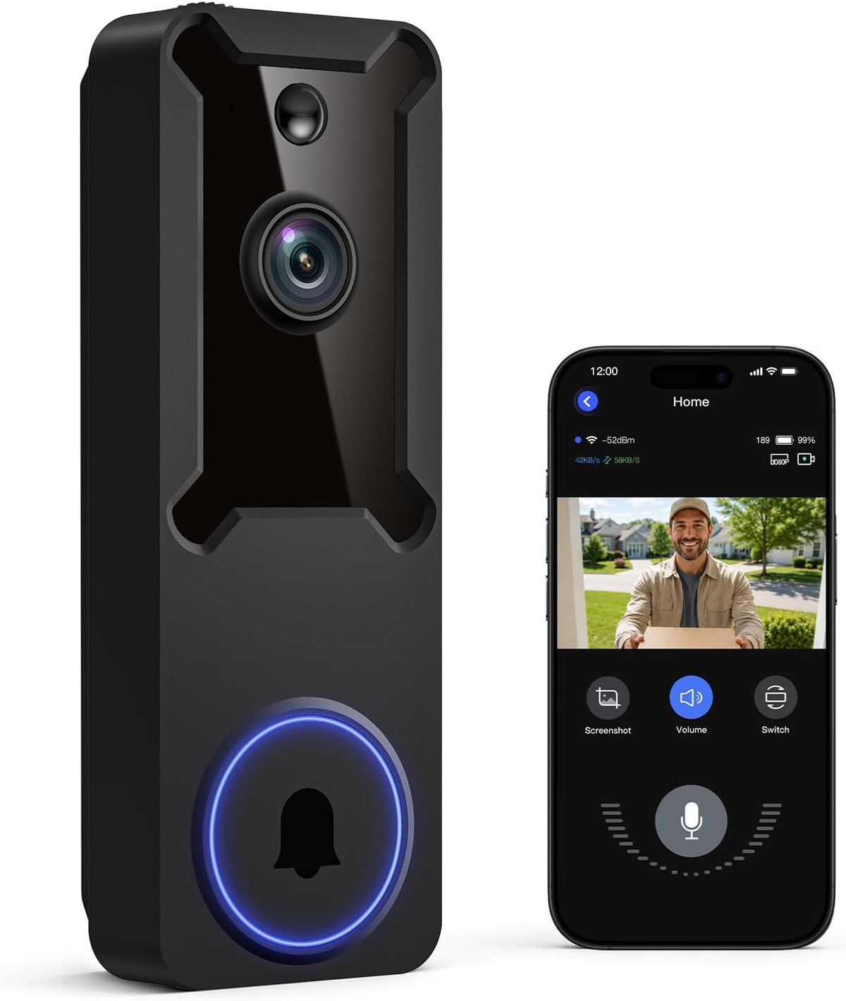 Doorbell Camera Wireless, 1080P Battery Powered Video Front Door Camera