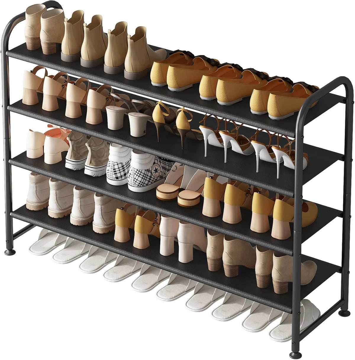 INGIORDAR 4 Tier Long Shoe Rack Organizer for Closet Metal Shoe Storage