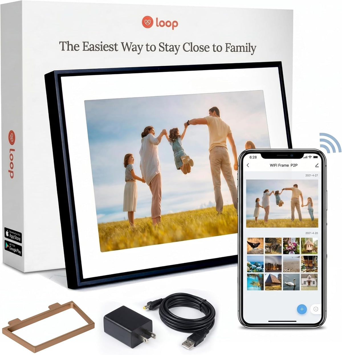 Loop Wifi Digital Picture Frame 10.1" Touchscreen Electronic Photo Video