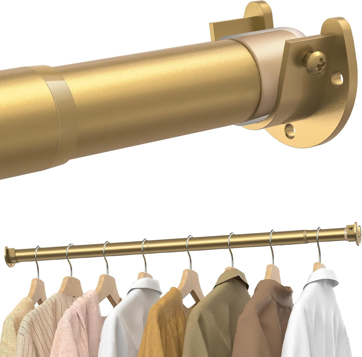 Supforce Closet Rod, Closet Rods for Hanging Clothes, 17-54In, Golden