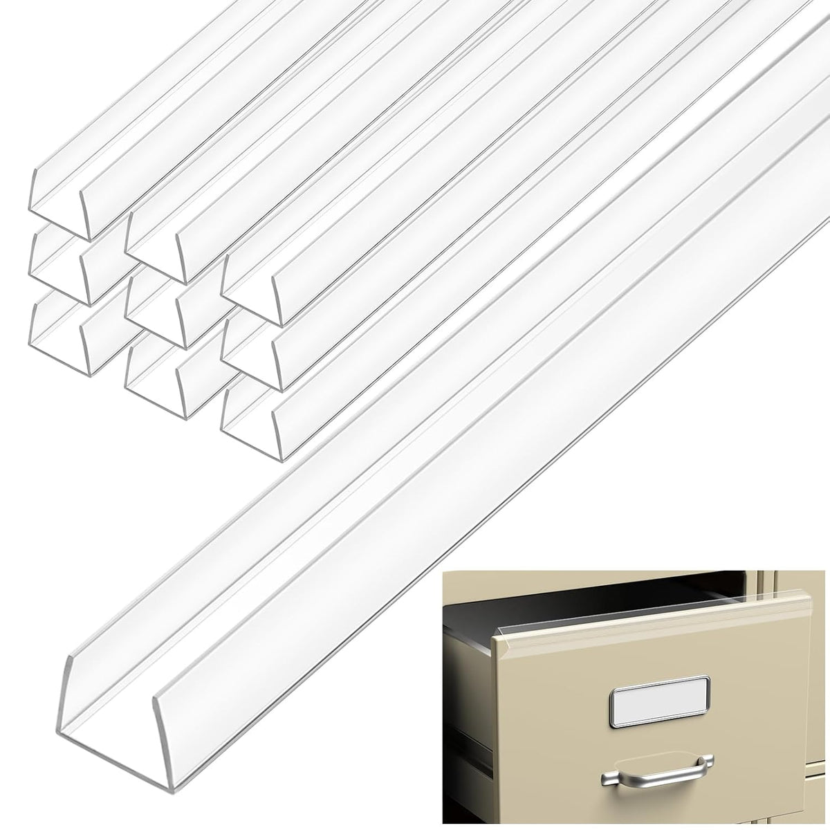 Chunful 6 Pack 36'' Clear Cabinet Protector 3/4'' U Channel for Kitchen