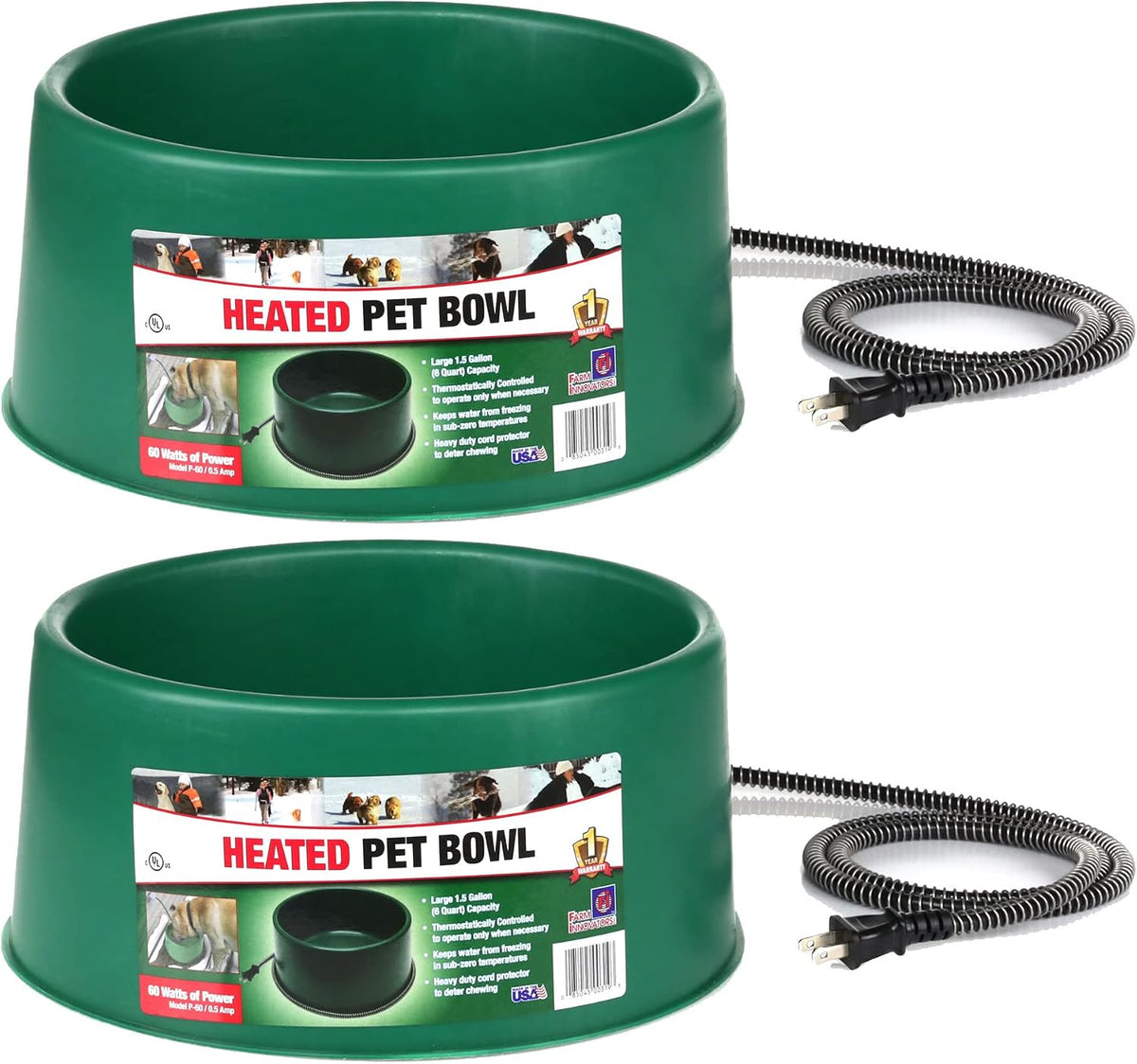 Farm Innovators Heated Pet Water Bowl, 60W, 1.5 Gallon