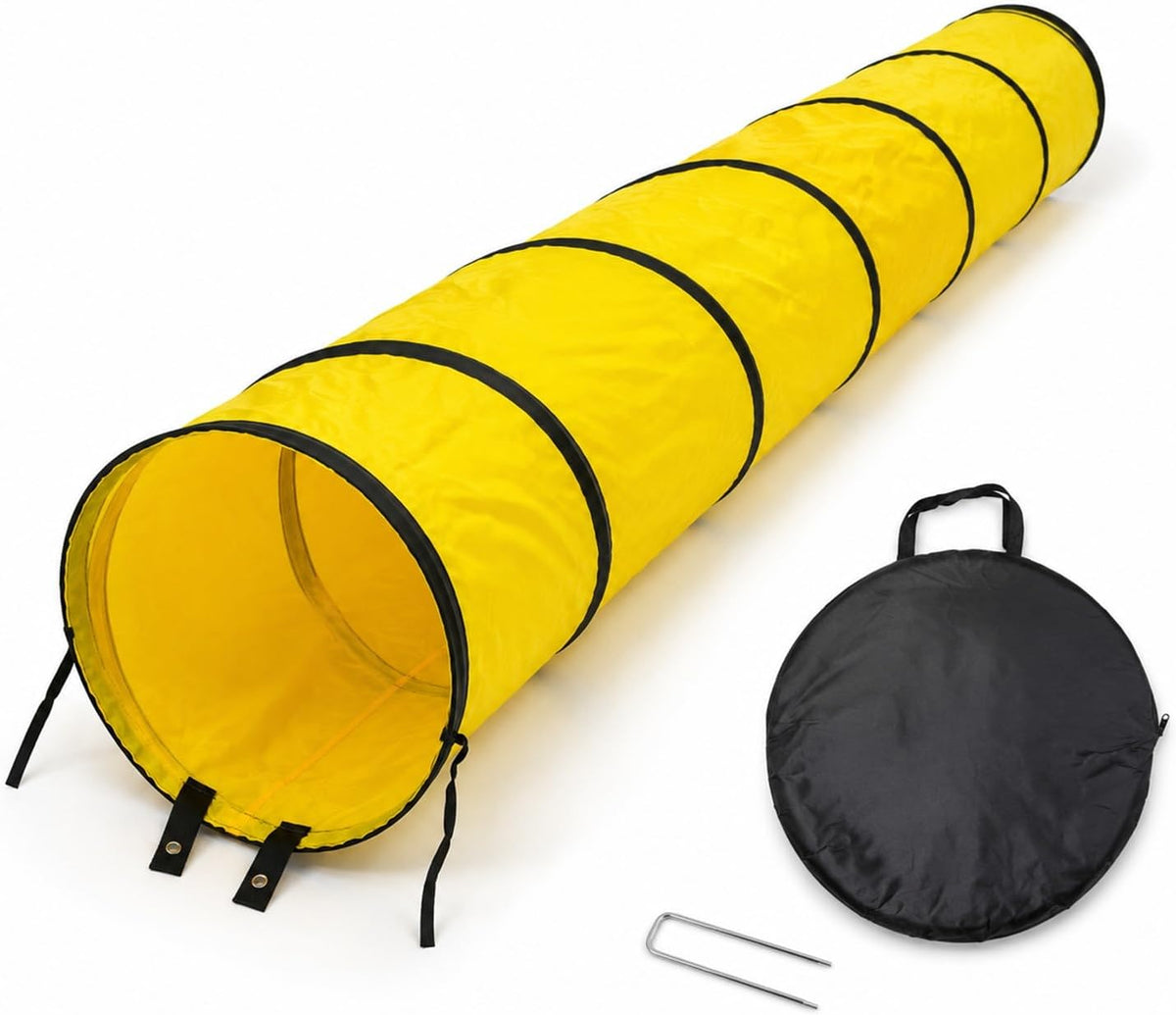 Dog Agility Tunnel for Small Dogs, 6.6 FT Long X 15.7 Inch Diameter, Yellow