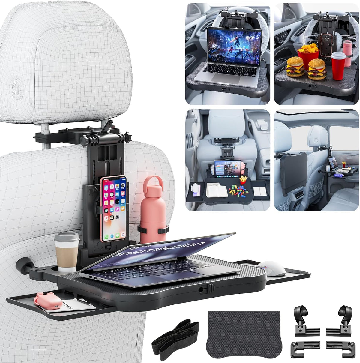 Car Back Seat Tray Table for Older Kids & Passengers, Road Trip Travel
