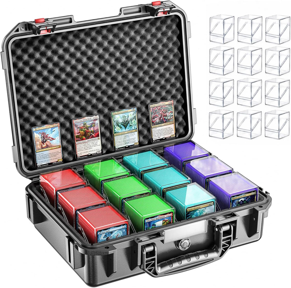 Card Storage Box Deck Case: with 12 Pack Clear Deck Boxes for MTG Yugio TCG
