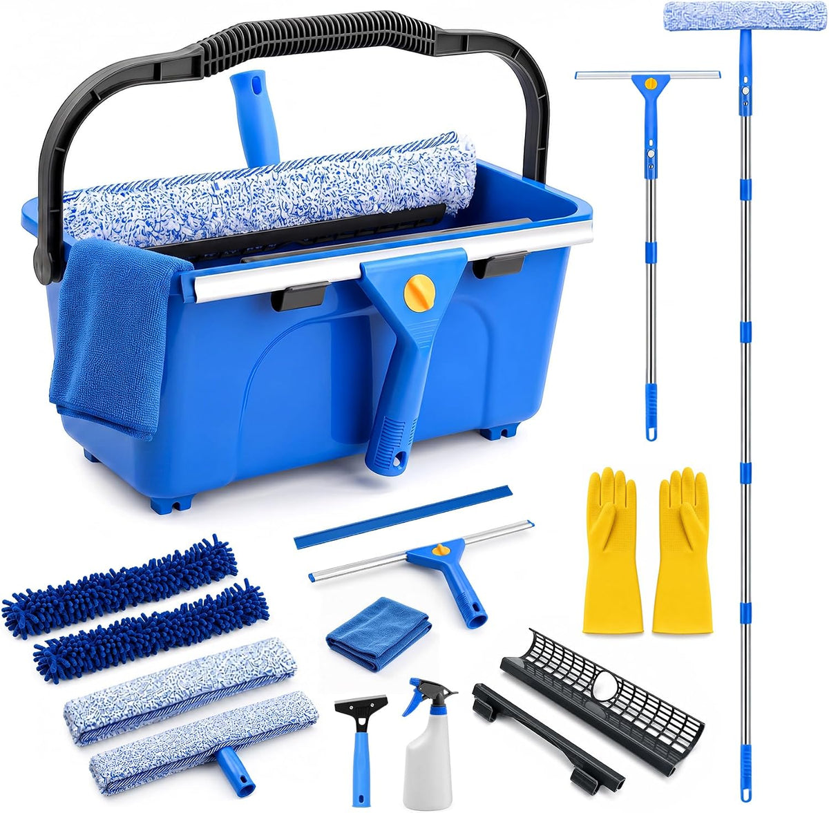 19-Piece Window Cleaning Kit, Window Washing Kit with 3-Gallon Bucket