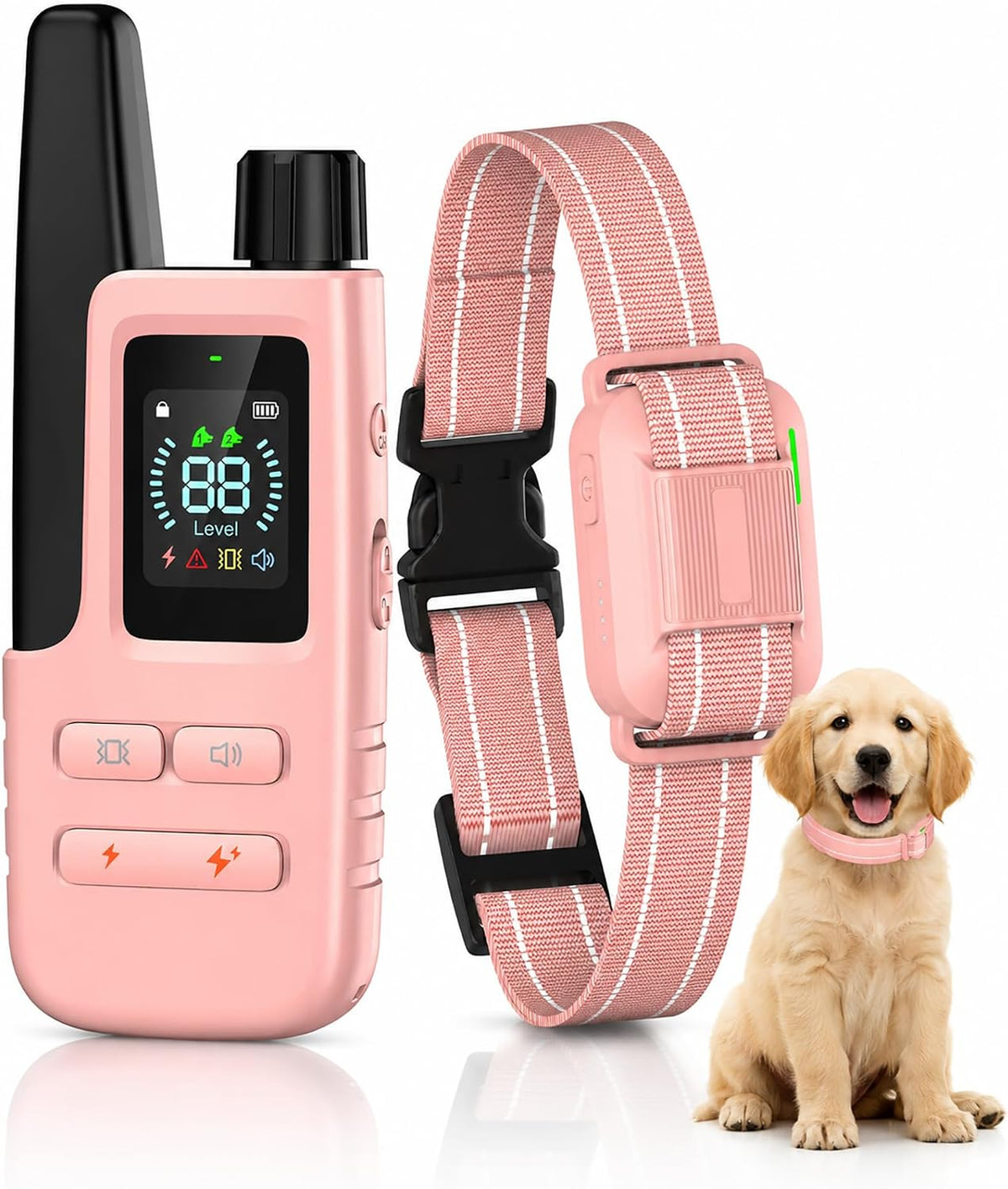 Shock Collar for Dogs(5-120Lbs) - 4200FT Dog Training Collar with Remote, 4 Training Modes IPX8 Waterproof E Collar, Security Lock & Rechargeable Shock Collar for Small Medium Large Dogs (Pink)