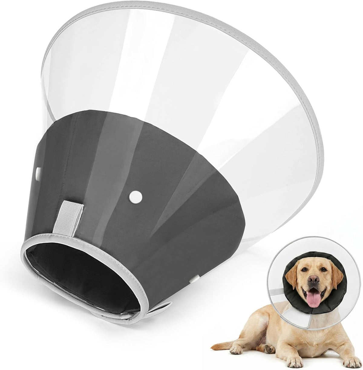 Dog Cone Collar with Soft Liner to Stop Licking, Elizabeth Recovery Collar after Surgery for Large Medium Dogs, Comfortable Pet Head Cone Alternative for Neutering Spay Injury