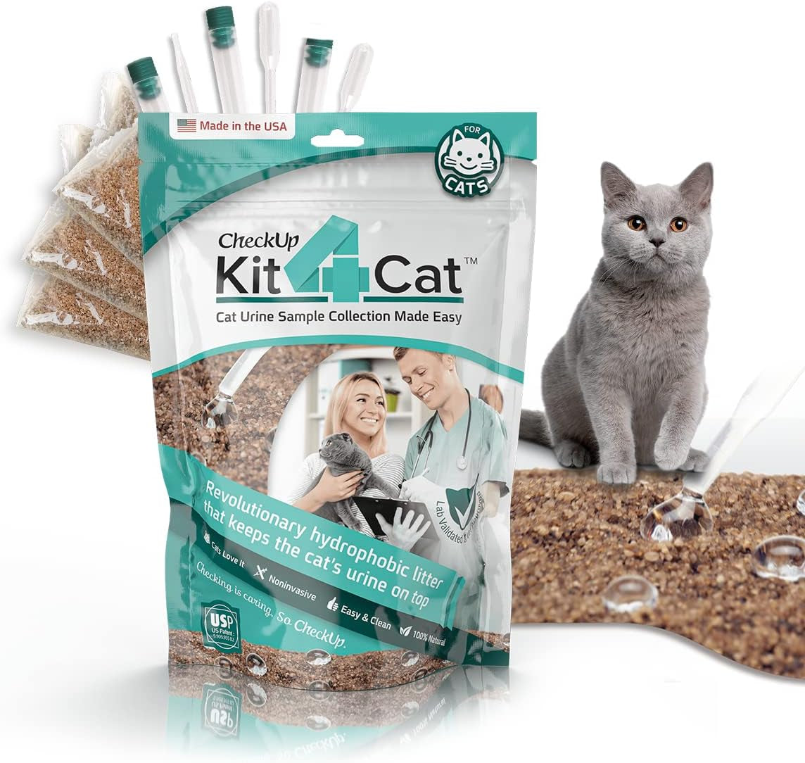 KIT4CAT 2Lb Hydrophobic Cat Litter for Urine Sample Collection, Uniquely Made with Natural Sand - Keeps Liquid Clean and on Top | Checkup on Your Cat'S Wellness at Home (3 X 11Oz Bags)