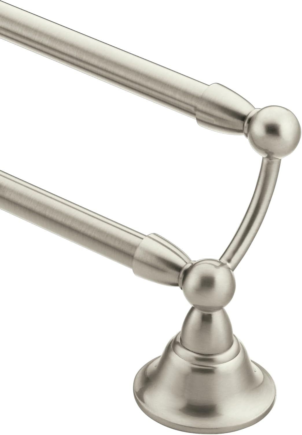 Moen Sage Collection Spot Resist Brushed Nickel 24-Inch Double Bathroom Towel Bar, Wall Mounted Bath Hanger with Two Rods, DN6822BN