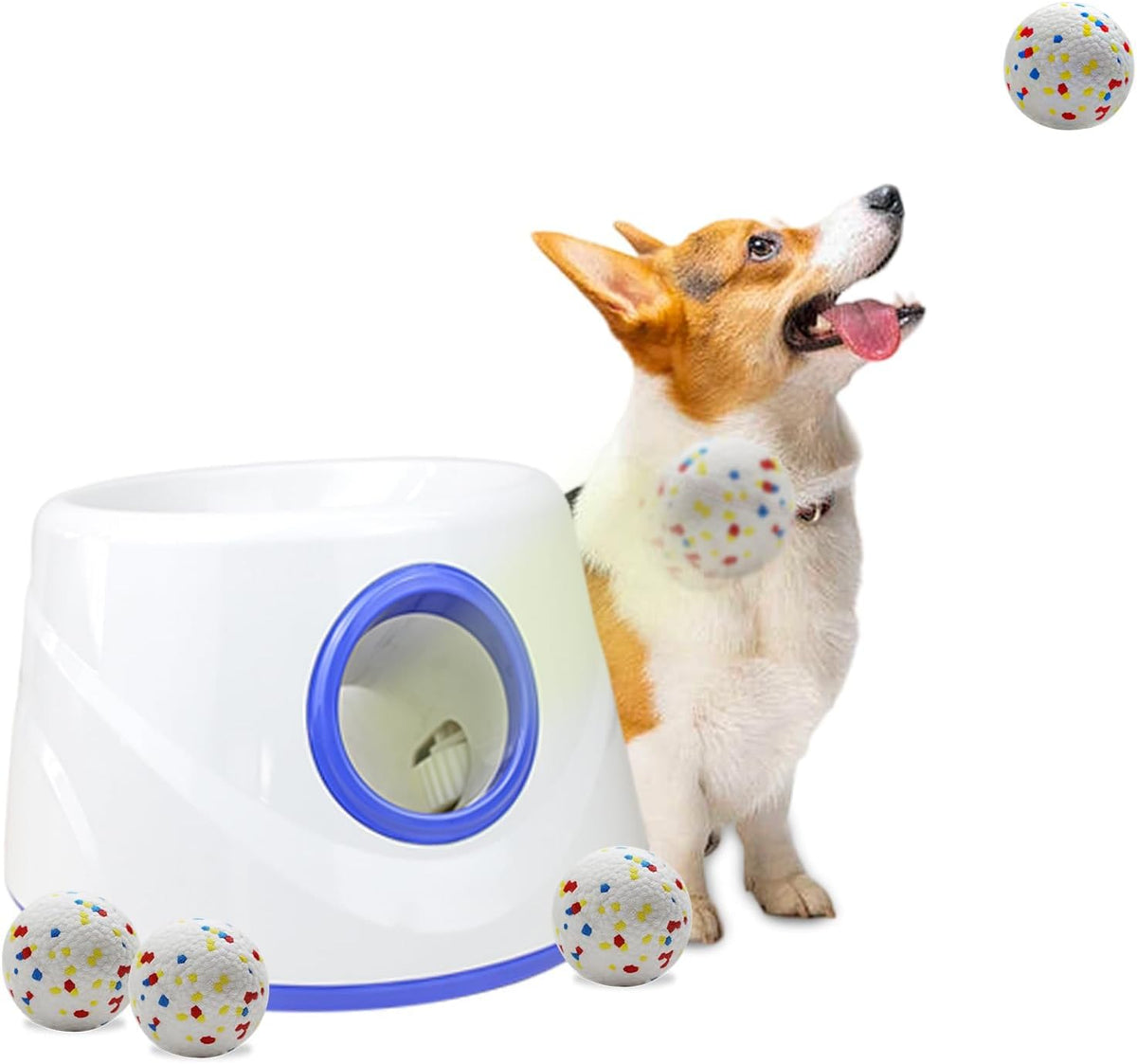 Dog Ball Launcher - Ball Throwing Machine for Dogs, 3 Adjustable Distance Settings Automatic Dog Ball Thrower, Indoor Outdoor Interactive Fetch Machine Dog Toys for Small/Medium Dogs