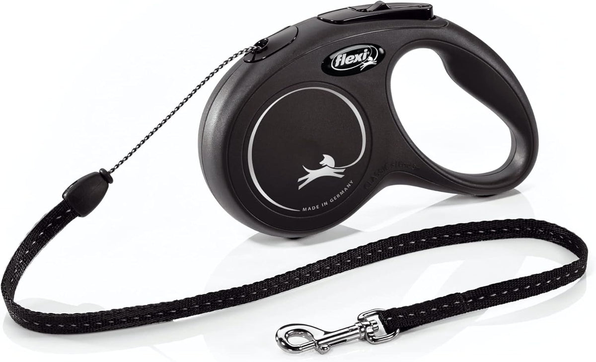 FLEXI® Classic Cord Retractable Dog Leash, Small, 16 Ft - Black