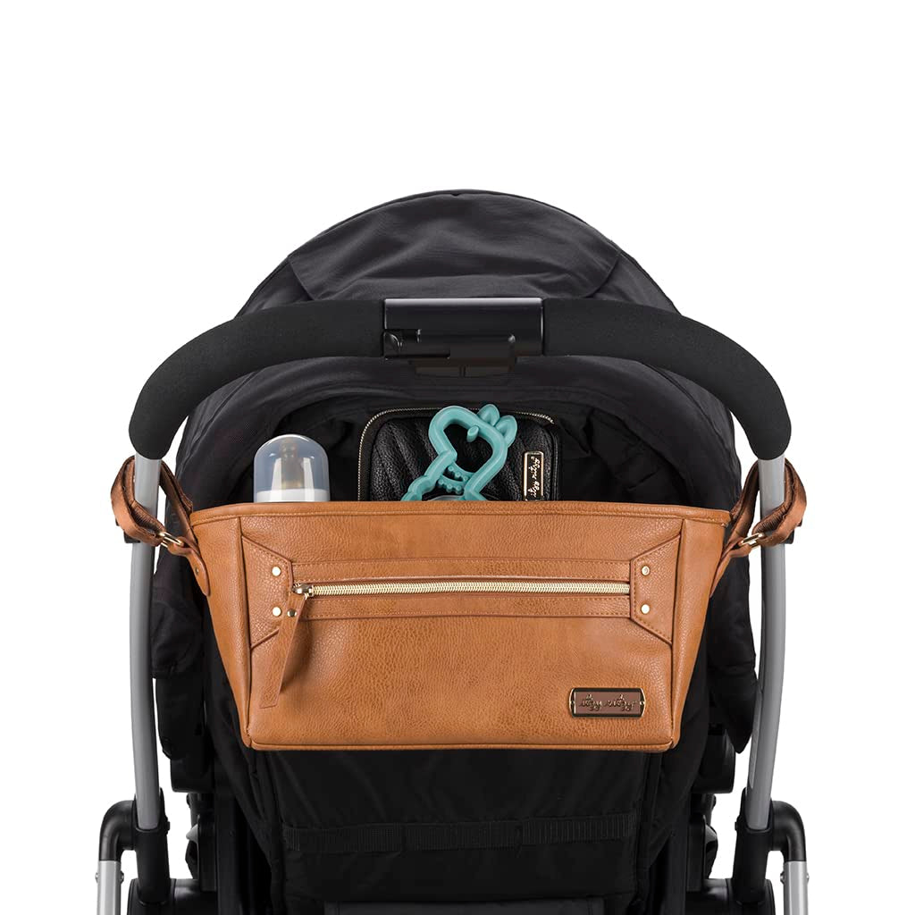 Itzy Ritzy Adjustable Stroller Caddy & Organizer Bag, Easy Attach (Cognac)