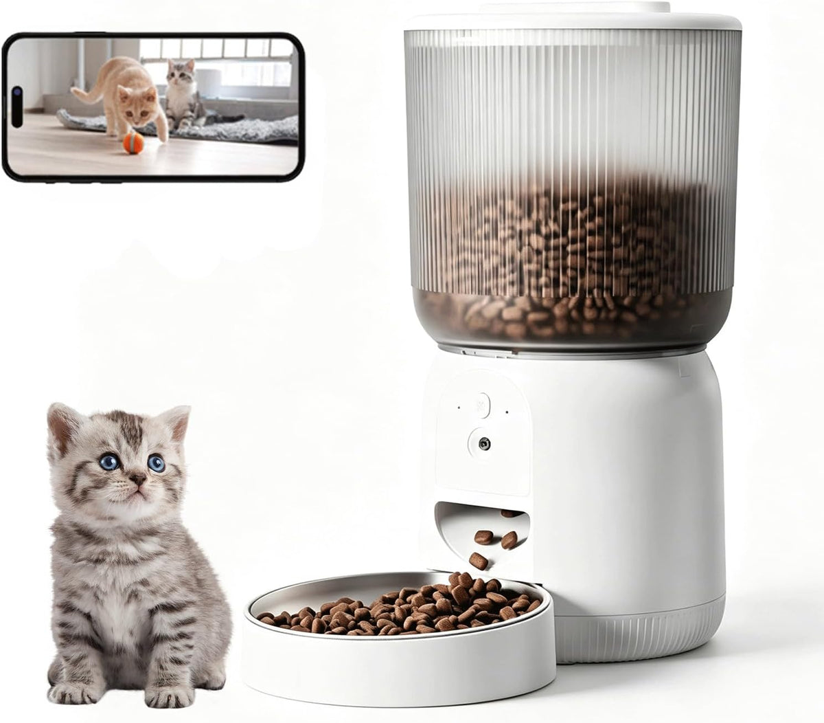 Automatic Cat Feeder with HD Camera,4L Dry Food Ad-Free App