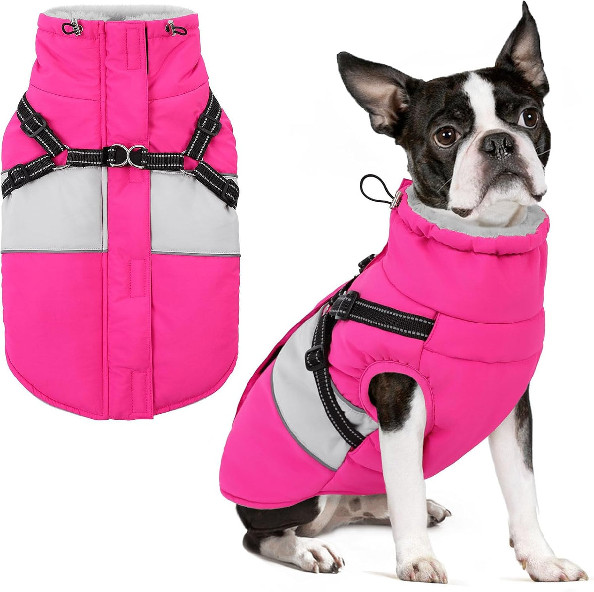 Small Dog Coat with Harness Built in Warm Dog Winter Jacket