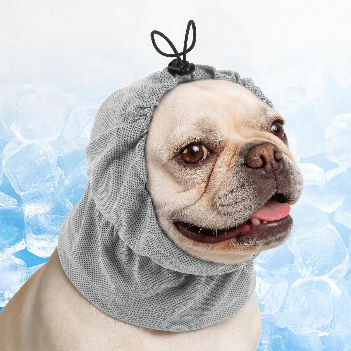 Cooling Dog Ear Cover, Lightweight Dog Cooling Head Wrap for Summer Walking Hiking, Prevent Heatstroke & Sunburn, Breathable Snood for Dogs with Long Ears, Grey S