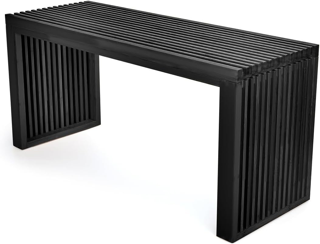 Bamboo Dining Bench 35" Indoor Wooden Shoe Benches for Entryway Black
