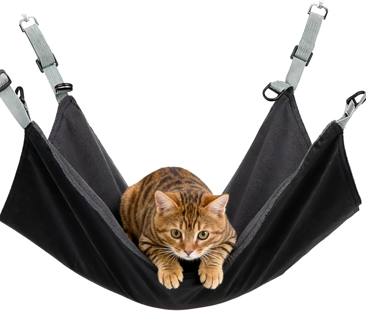 Varku Cat Hammock for Cage, Large Cozy Pet Bed, 22 X 16.5 In, Soft Plush, Adjustable Straps, Easy to Clean, Space-Saving Cat Bed for Kittens, Cats, Ferrets