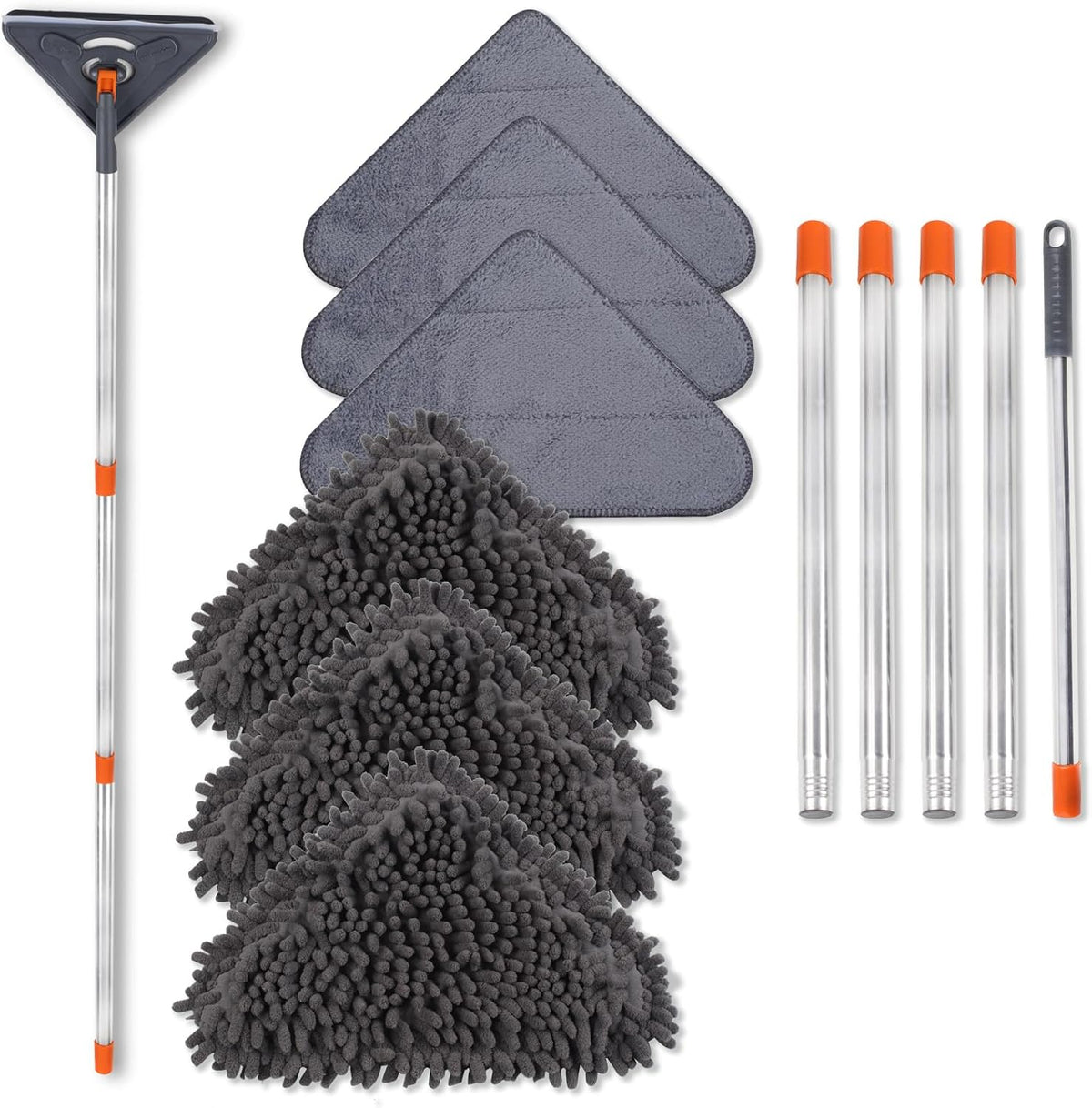 Wall Cleaner Mop, 79-Inch Handle, Baseboard Dust Mop Tool, 6 Pads