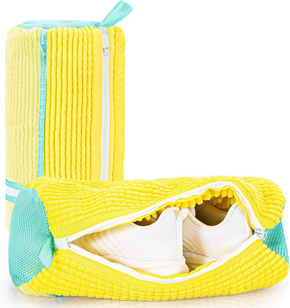 Shoe Washing Machine Bag 2-Pack, Reusable Heavy Duty Laundry Bag - 360° Deep Clean for Sneakers, Tennis, Running,Golf Shoes in Washer & Dryer, Prevents Deformation, 15 * 7.5Inch,Yellow