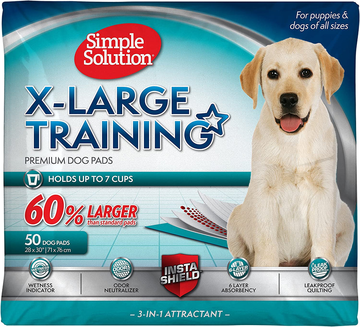 Simple Solution Extra Large Pee Pads for Dogs, Puppy Potty Training, Leak Proof Dog Pads, Pet Pee Pad, Disposable Puppy Pad, XLARGE 28"X30" | Dog Training Pads, Puppy Potty Training, Housebreaking, Disposable Pee Pads, Floor Protection, Indoor Potty, Puppy Essentials