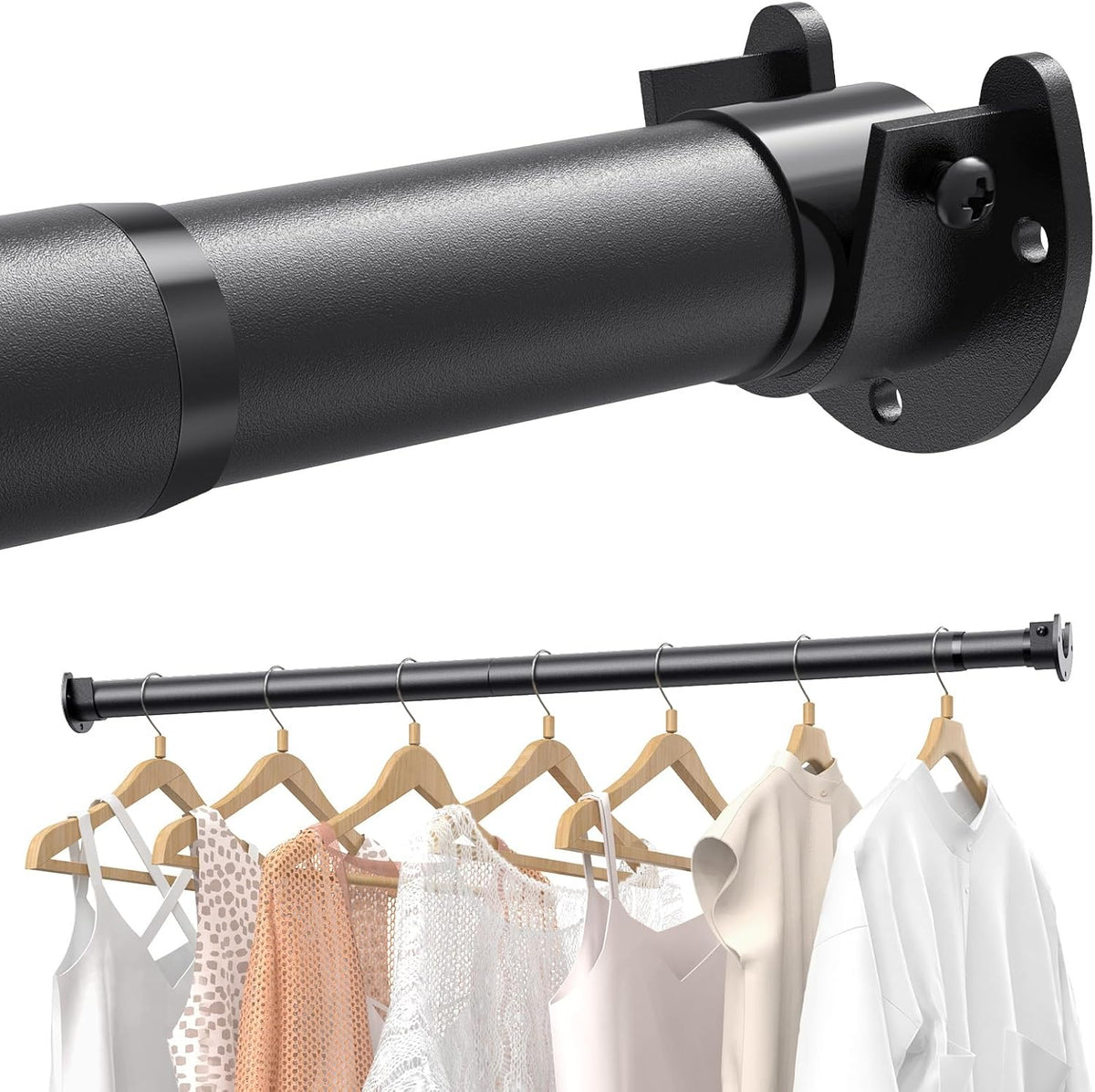 Supforce Closet Rod Heavy Duty, 17-84In Stepless Adjuatable Closet Pole