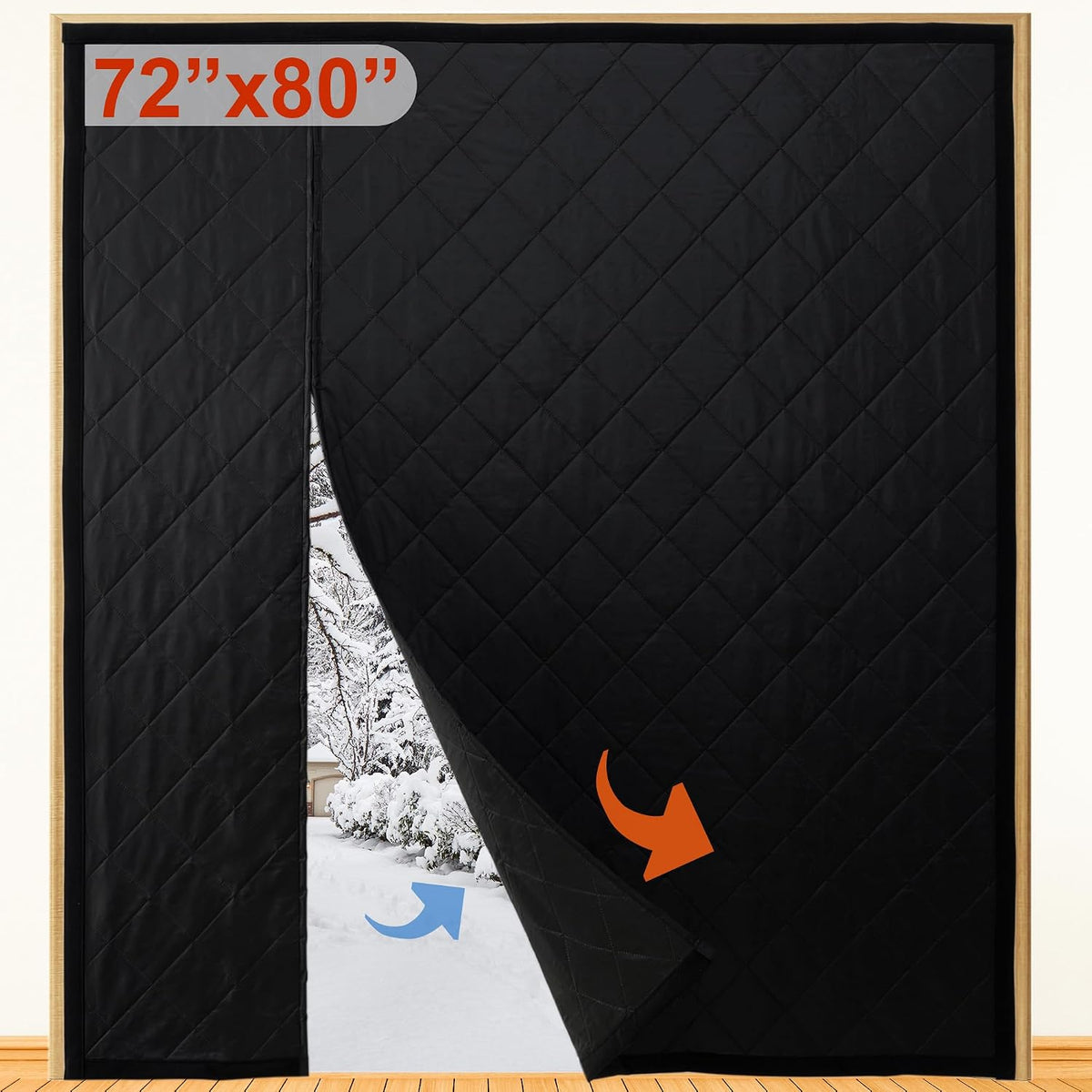 Reversible Wide Magnetic Thermal Insulated Door Curtain for Winter