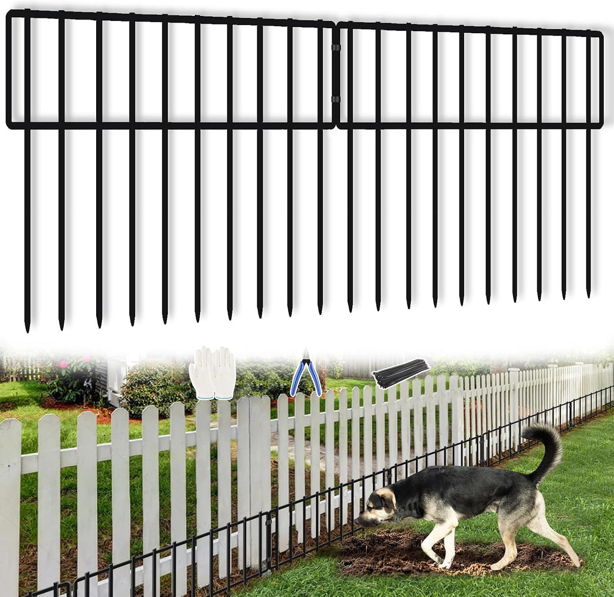 45.33Ft(L) X 13Inch(H) Animal Barrier Fence, 32 Panels No Dig Fences for Rabbit, Dog Digging Defense Ground Bottom Blockers, Rustproof Metal Border for Garden Outdoor Patio Landscaping