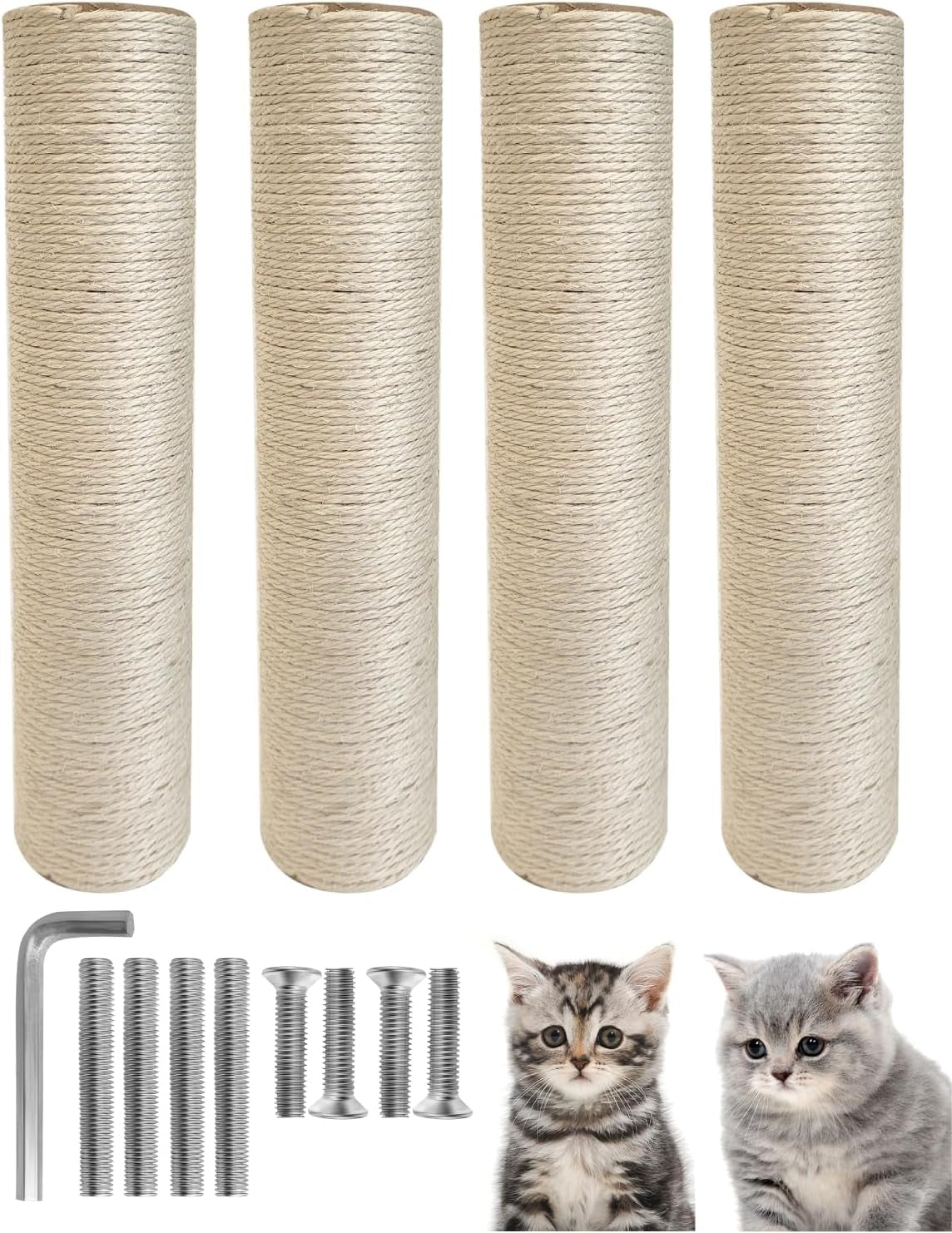 Cat Scratching Post Replacement, 4 PCS 15.7 Inch Sisal Pole