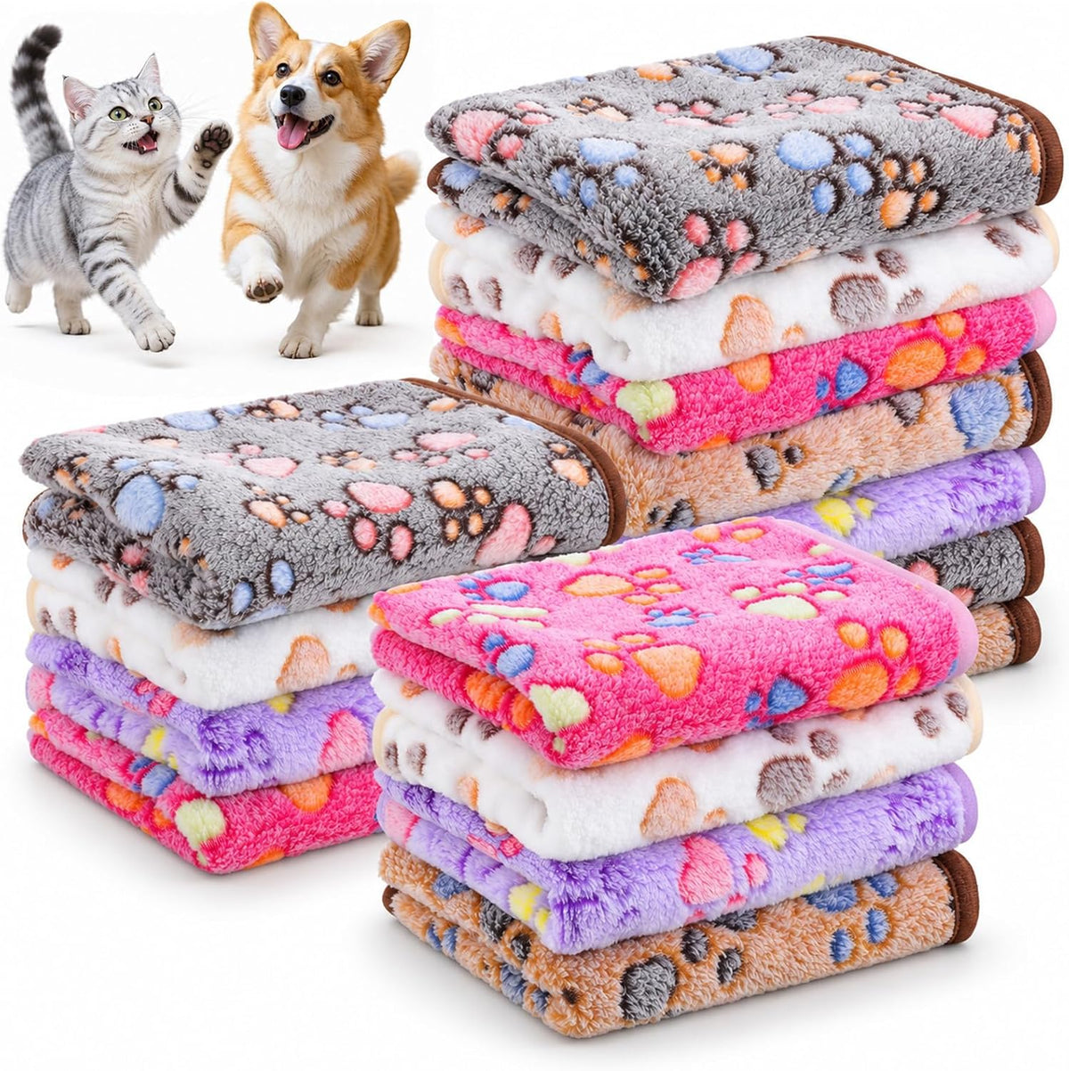 Euphhonycs 15 Pcs Puppy Blankets for Small Dogs Washable Fleece Blanket