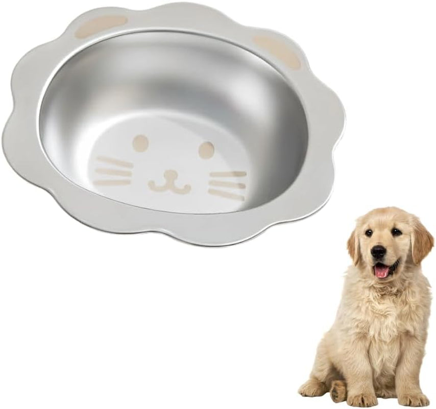 Dog Bowl, 304 Stainless Steel Pet Food Water Bowl Cute Pattern Cat Feeding Dish for Small Medium Dogs Cats