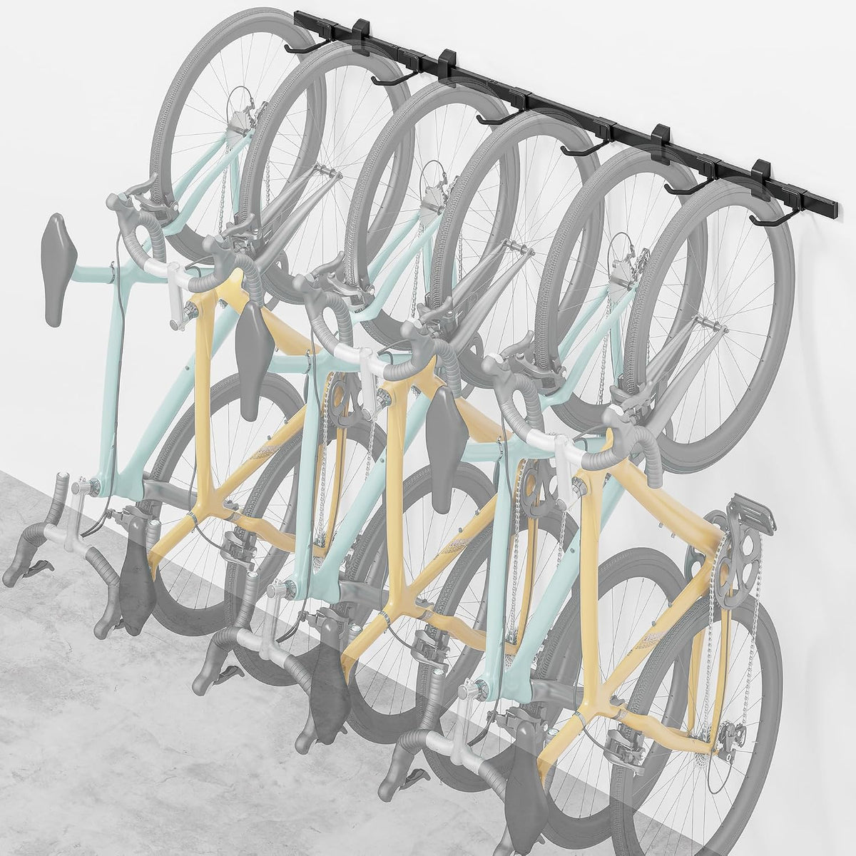 Montek Enhanced Garage Bike Rack, Adjustable 6 Bike Hangers for Garage