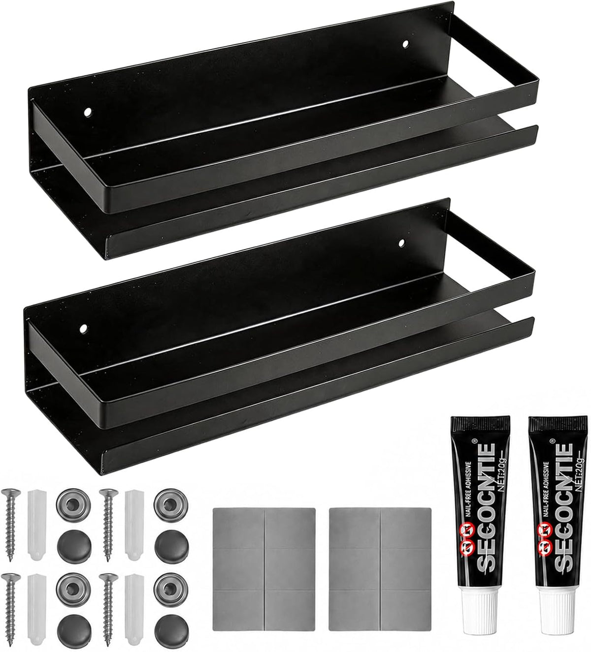2 Pack Stainless Steel Floating Shelves, Wall Mounted Storage Organizer
