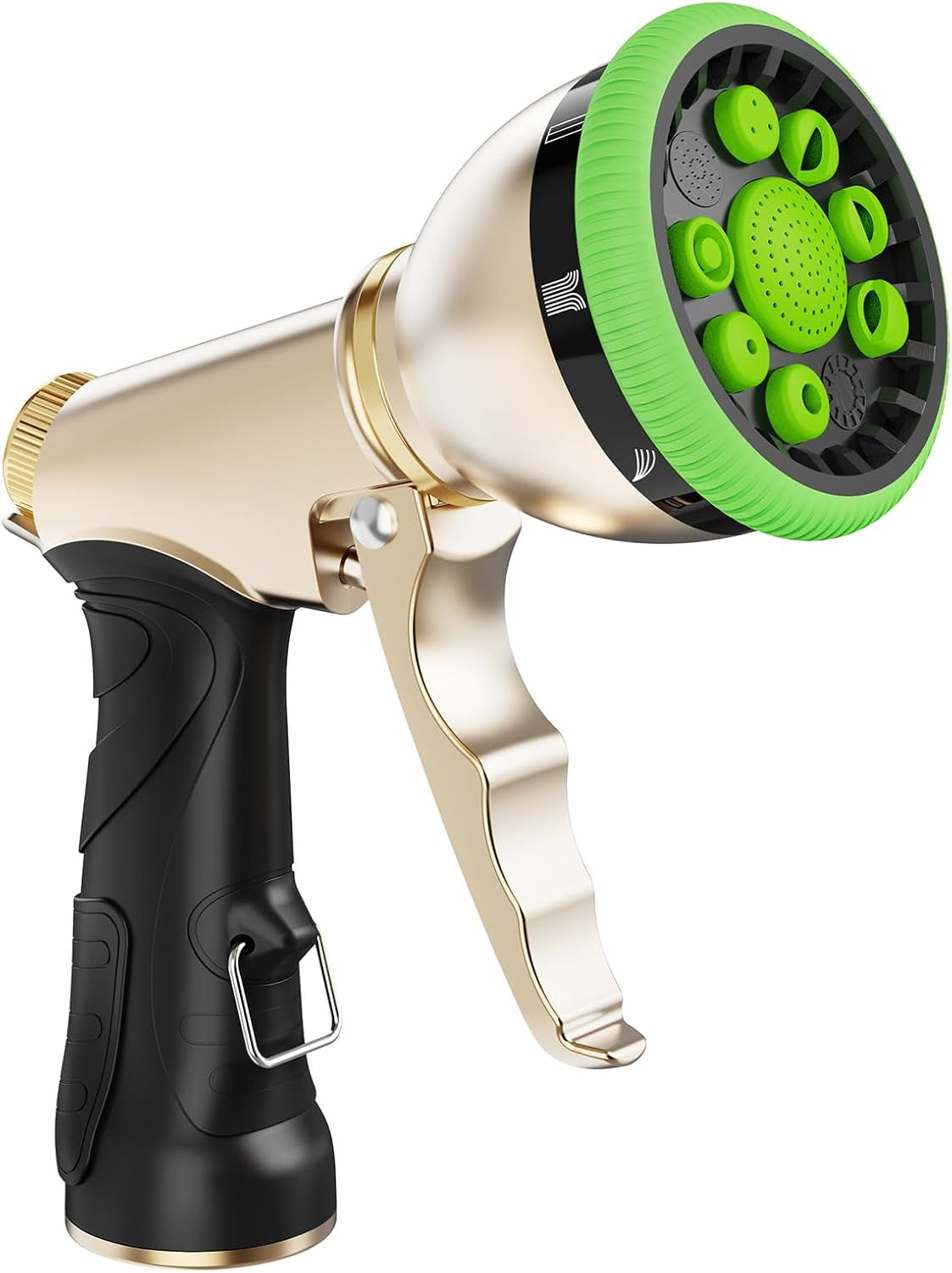 RAINPOINT Garden Hose Nozzle, Metal Hose Sprayer Nozzle with 9 Adjustable Spray Patterns, Heavy Duty Hose Sprayer for Watering Plants, Lawns, Car Wash, Pet Washing (Green)