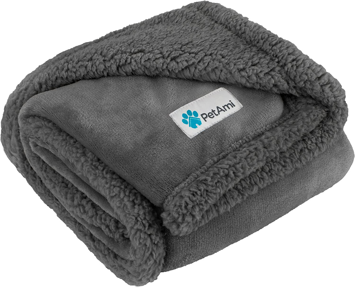 Petami Dog Blanket for Large Medium Pets Cats, 80X60 Twin XL, Solid Gray