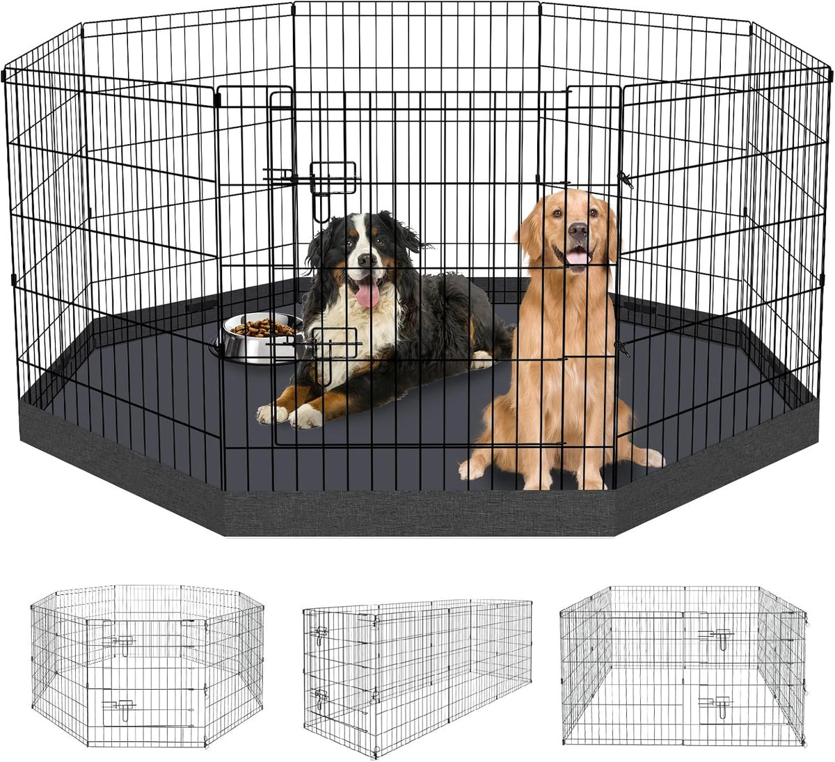 PEEKABOO Dog Playpen 30" H, 8 Panel 24" W Pen with Octagonal Bottom Pad