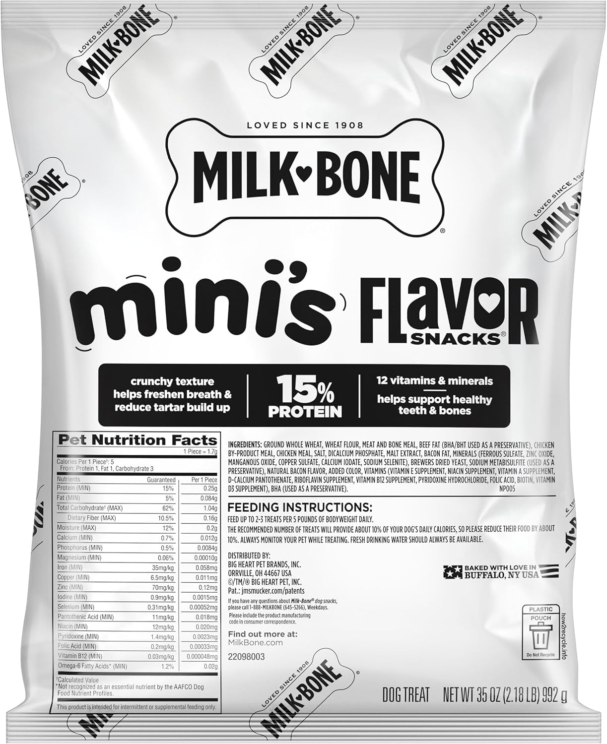 Milk-Bone Flavor Snacks Mini'S Dog Biscuits, Flavored Crunchy Dog Treats, 2 Refill Packs, 35 Oz. Each (70 Oz. Total)