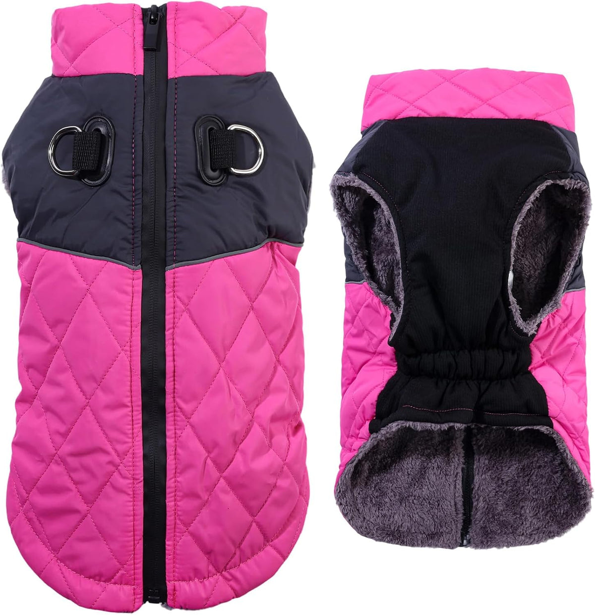 Winter Dog Coats for Small Dogs,Puppy Jacket with Harness,Pink S
