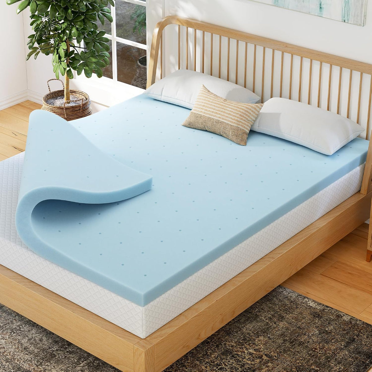 EGOHOME 3 Inch Full Memory Foam Mattress Topper- Cooling Gel Infused