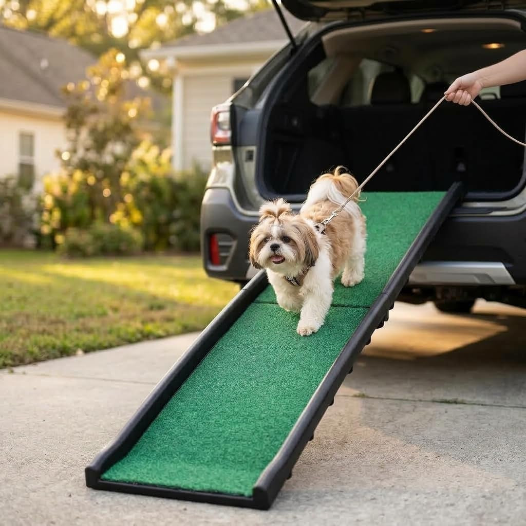 Maxworks Foldable Dog Ramp for Cars Suvs Beds Non-Slip Grass - (50894)
