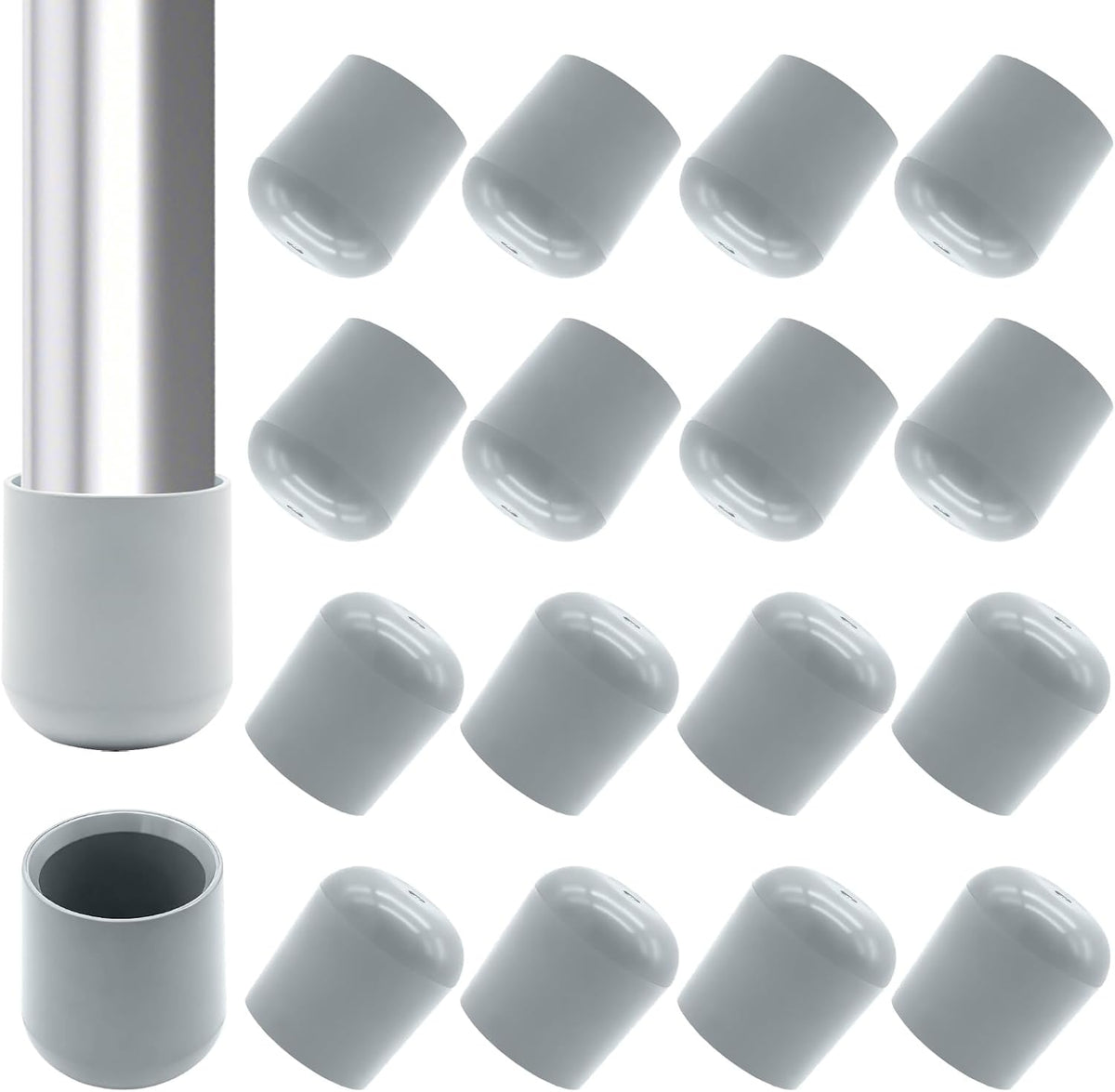 36Pcs Folding Chair Leg Caps 7/8"(Grey) Plastic Chair Leg Covers