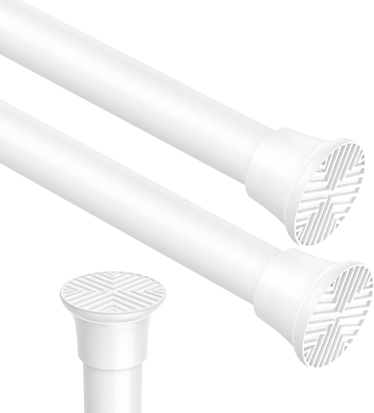 2Pack Spring Tension Curtain Rods 18-36 Inch Adjustable White Tension Rod