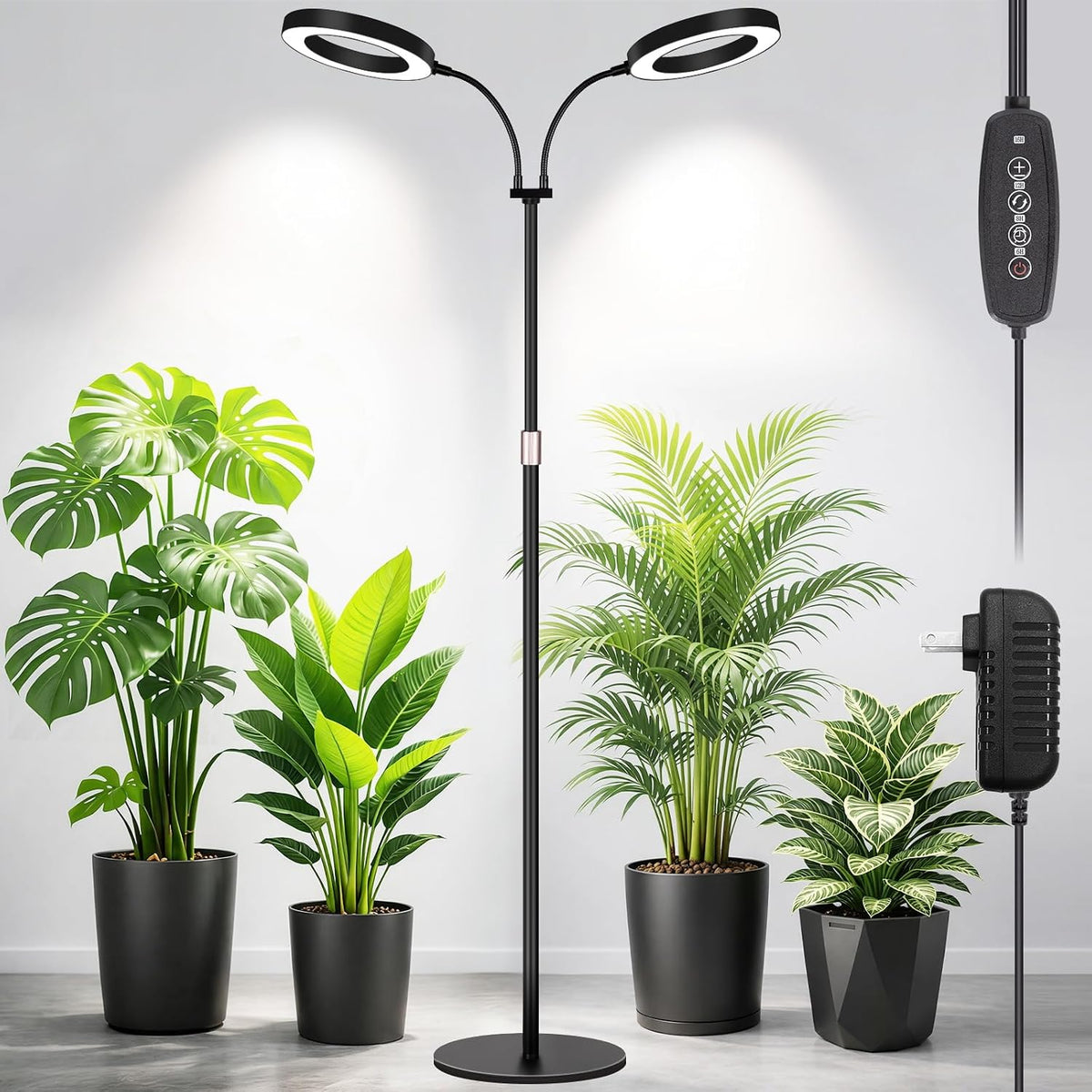 LBW 2-Head Grow Light with Stand,68" Tall Full Spectrum Plant Light