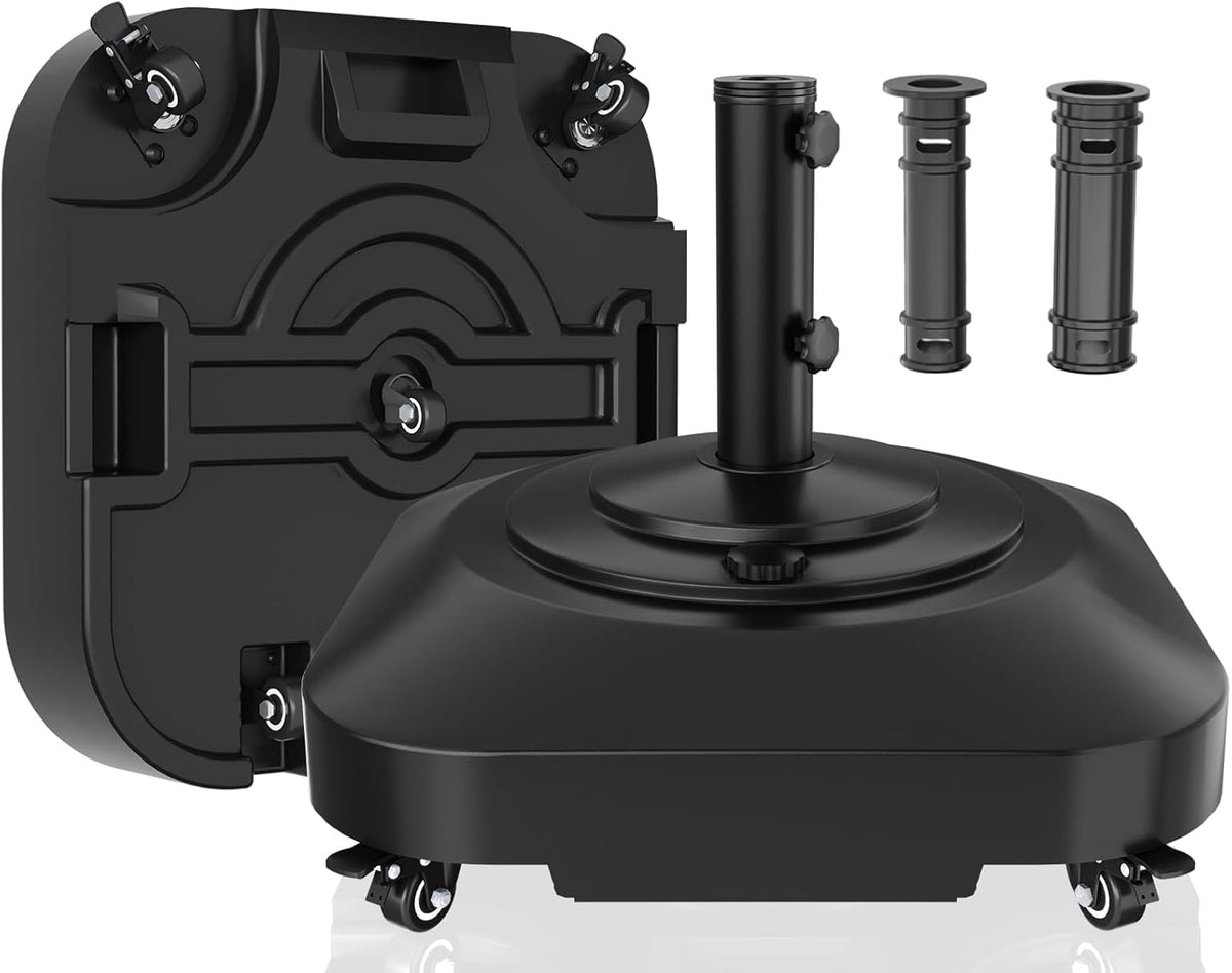Umbrella Base with 5 Wheels, 100 Lbs Max Capacity Fillable Umbrella Stand