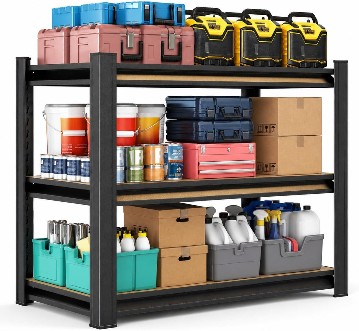 Heavy Duty Garage Shelving 3 Tier, 31.5" H × 34" W × 18" D