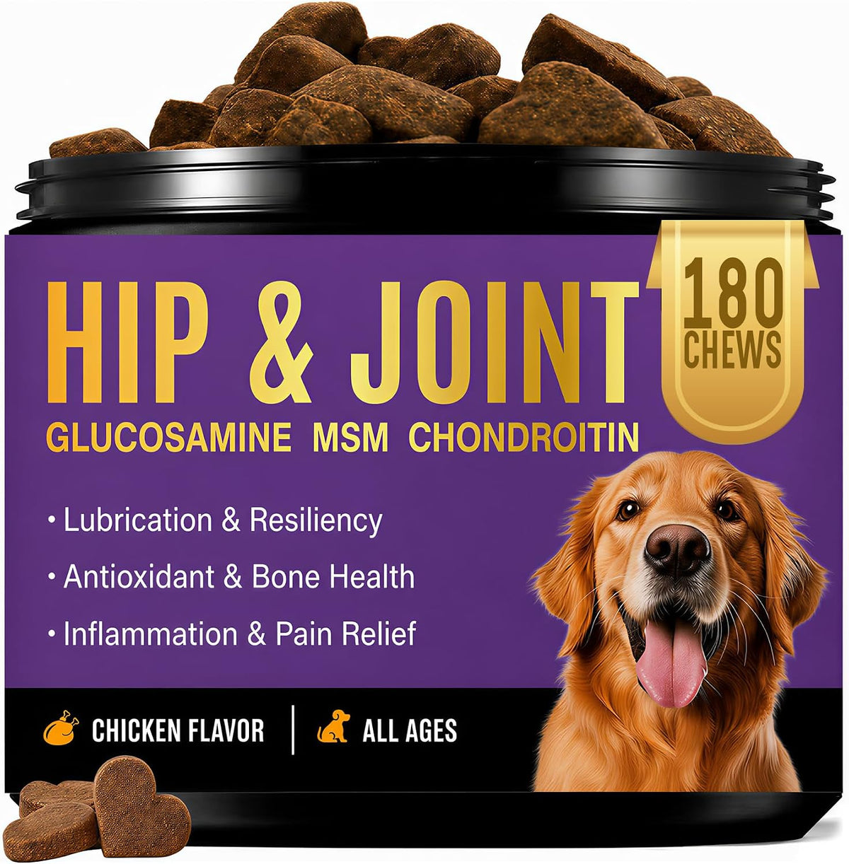 Glucosamine Joint Supplement for Dogs, Dog Joint Support with MSM - 180 Ct