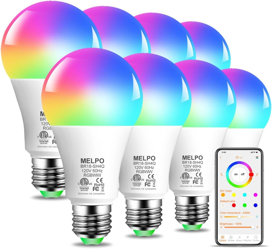 Smart RGB Light Bulbs Compatible with Alexa, 12W(130W Equivalent), 2700K-6000K