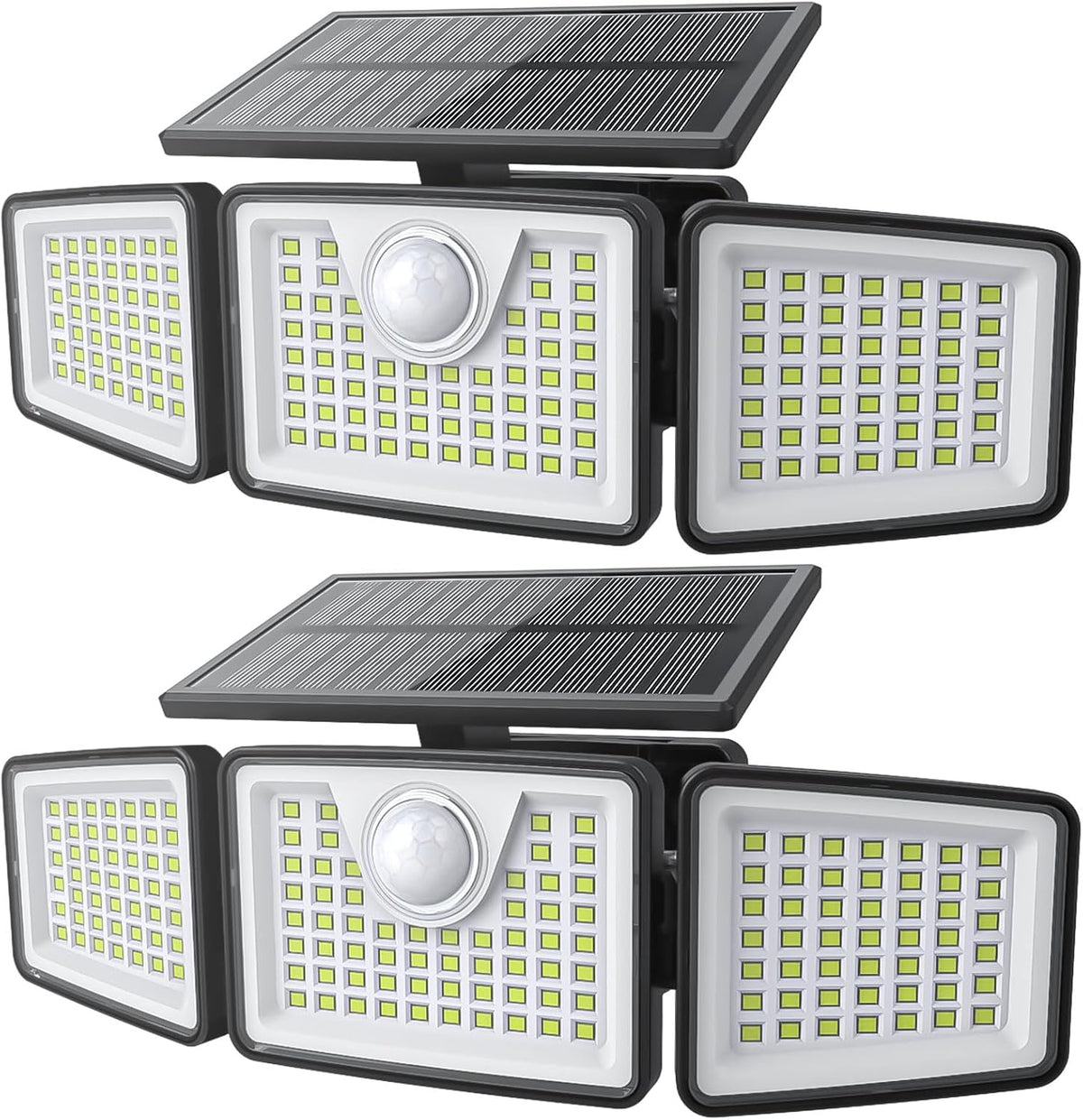 Daphino 2500LM Solar Lights, Motion Sensor Outdoor Lights, 3-Head, 2 Pack